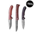 3 Teiliges Premium Taschenmesser Set Aus Damaststahl