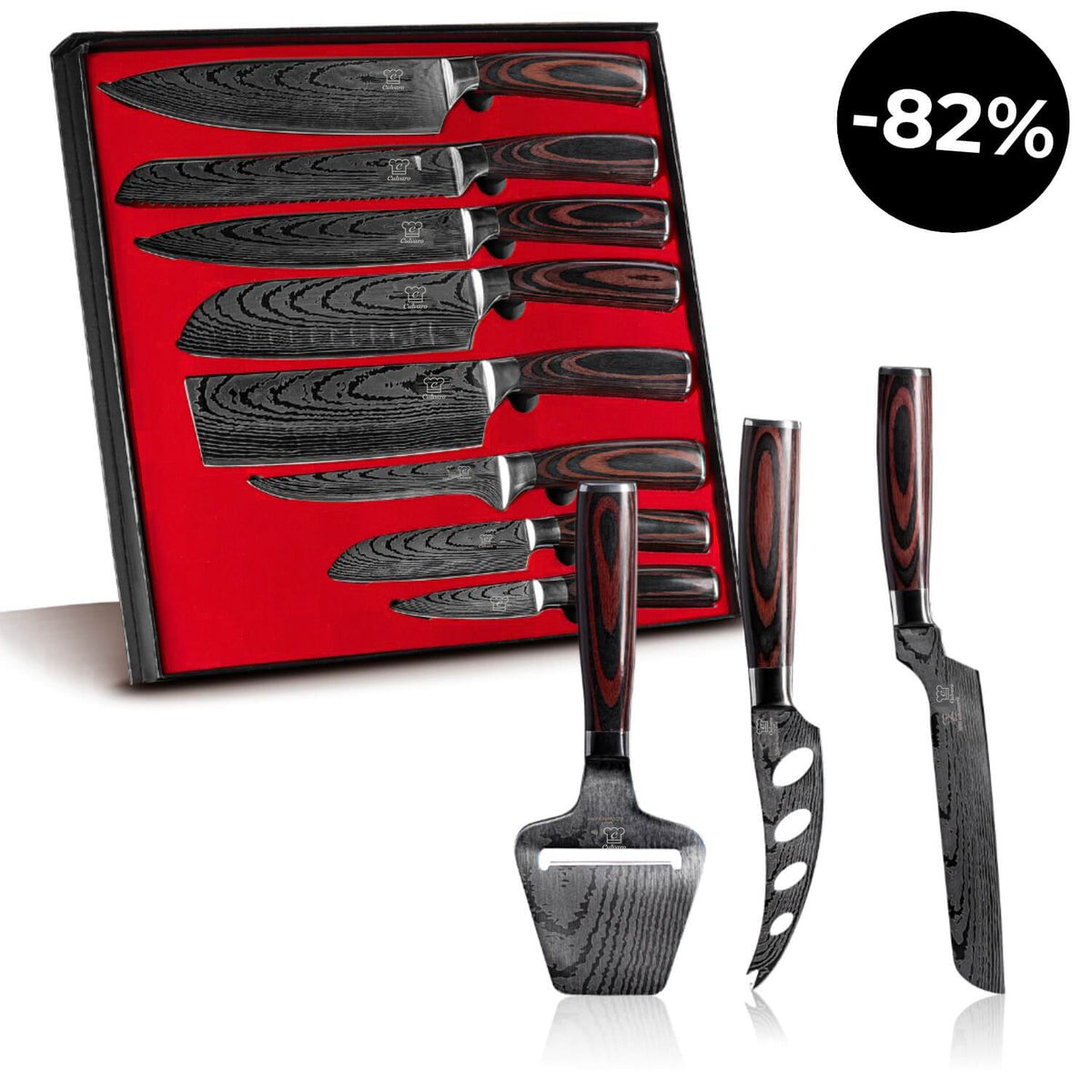 8 Teiliges Asiatisches Messerset Premium 2X Kasemesser Und Hobel