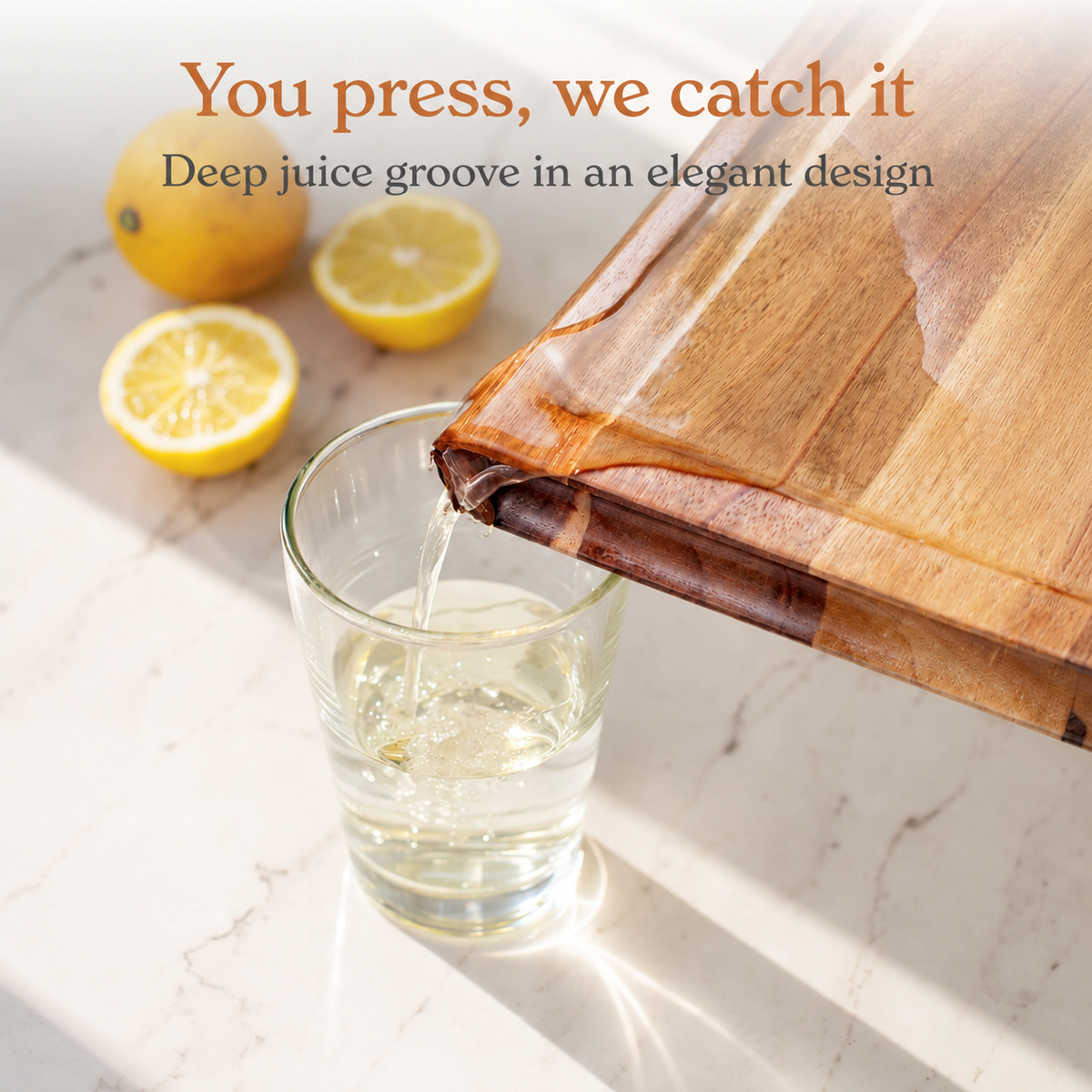 arge cutting board – double-sided with surrounding juice groove & snack notch
