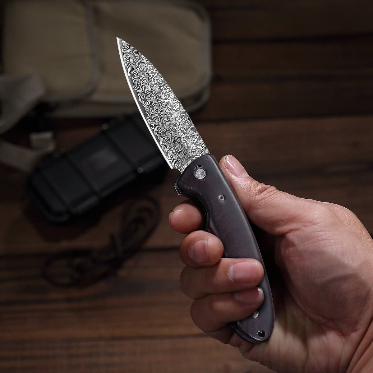Atlas Damascus Pocket Knife