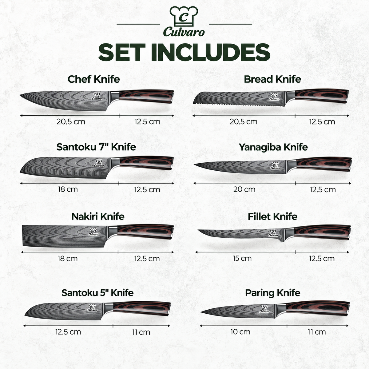Premium 8-Piece Asian Knife Set