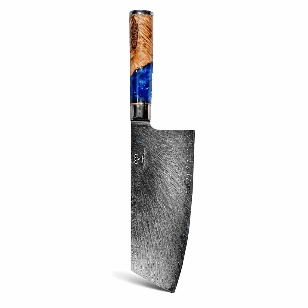 Premium Damascus Cleaver with Leather Strop