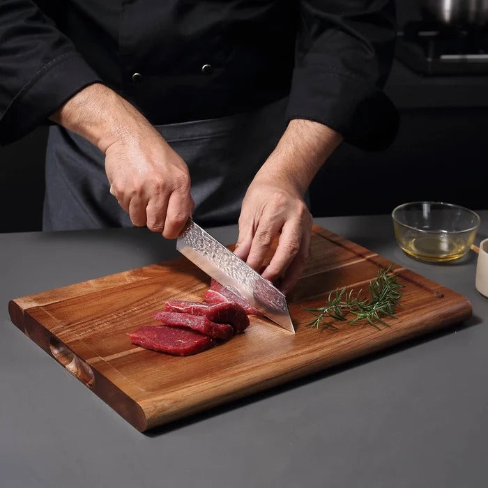 arge cutting board – double-sided with surrounding juice groove & snack notch