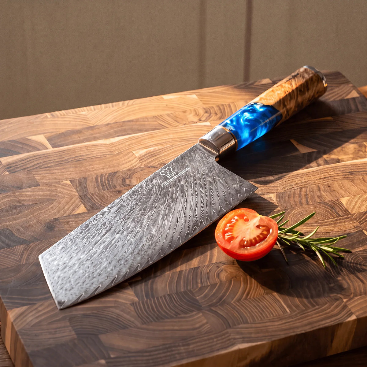 Premium Damascus Cleaver with Leather Strop
